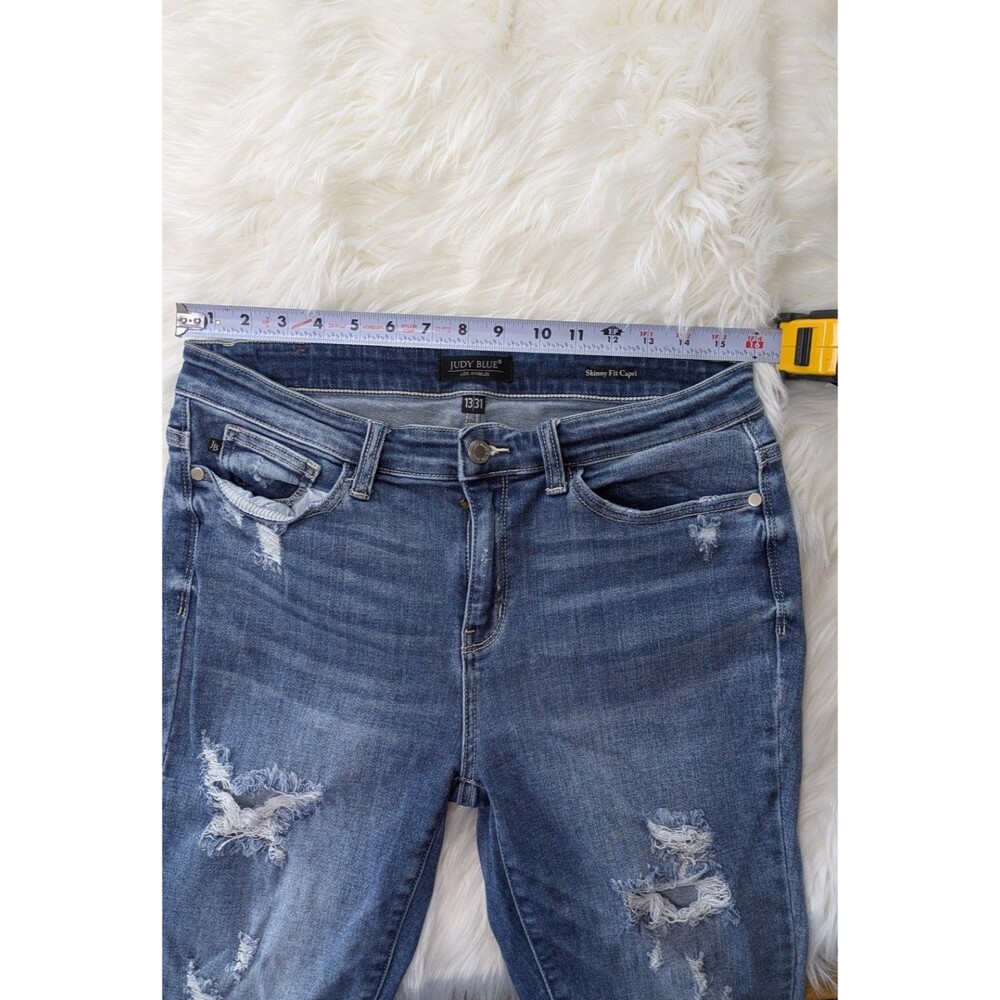 Judy Blue Jeans Womens 13/31 Skinny Capri Fit Distressed Raw Fray Hem Casual Y2K - Picture 4 of 11